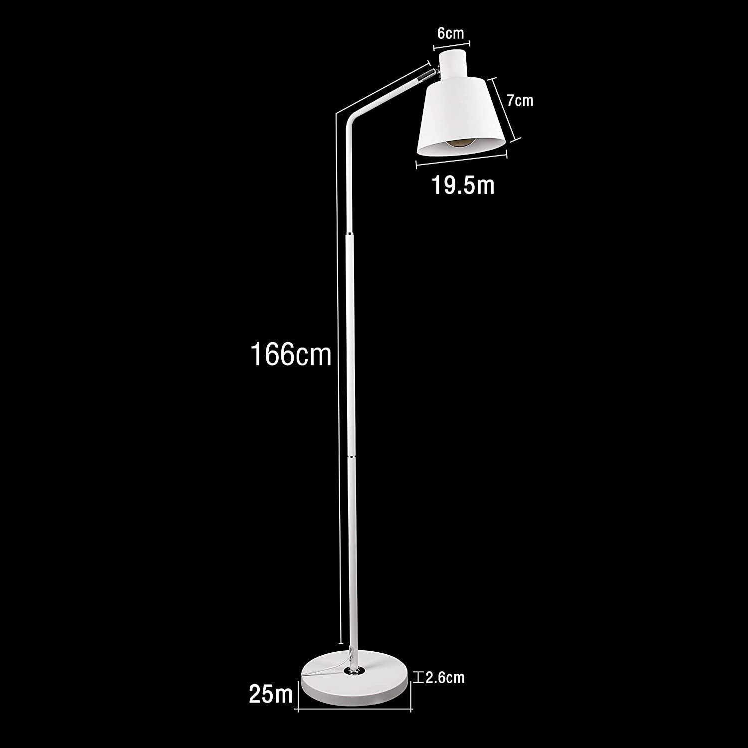 Kinderzimmer vintage E27 Wohnzimmer 166cm Weiß retro wechselbar ZMH Büro, LED Stehlampe LED