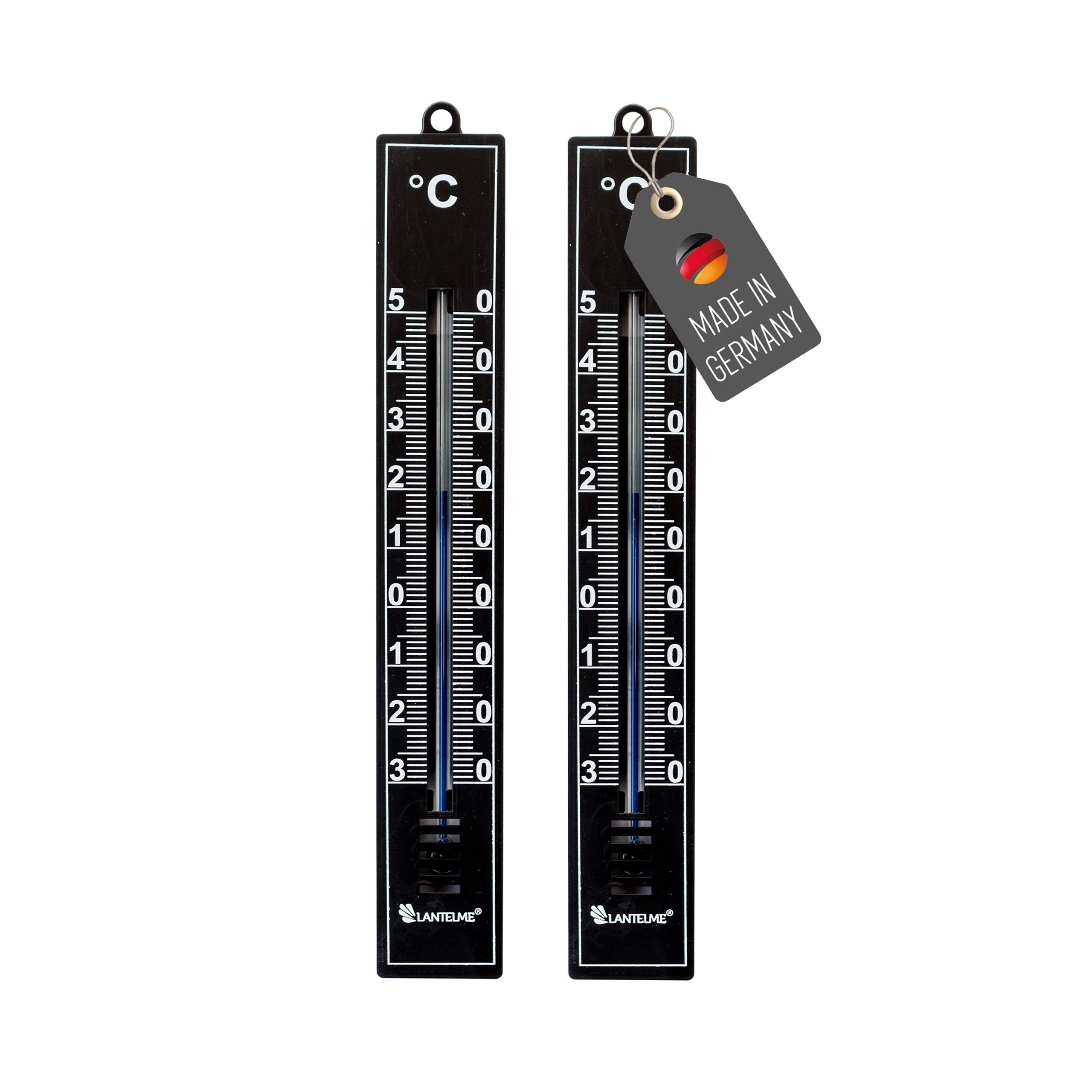 Lantelme Raumthermometer 2 Stück Analoges Thermometer Set 17cm Innen Außenthermometer, 2-tlg., Gartenthermometer, Deutsche Herstellung, Temperatur -30 bis 50°C, Farbwahl
