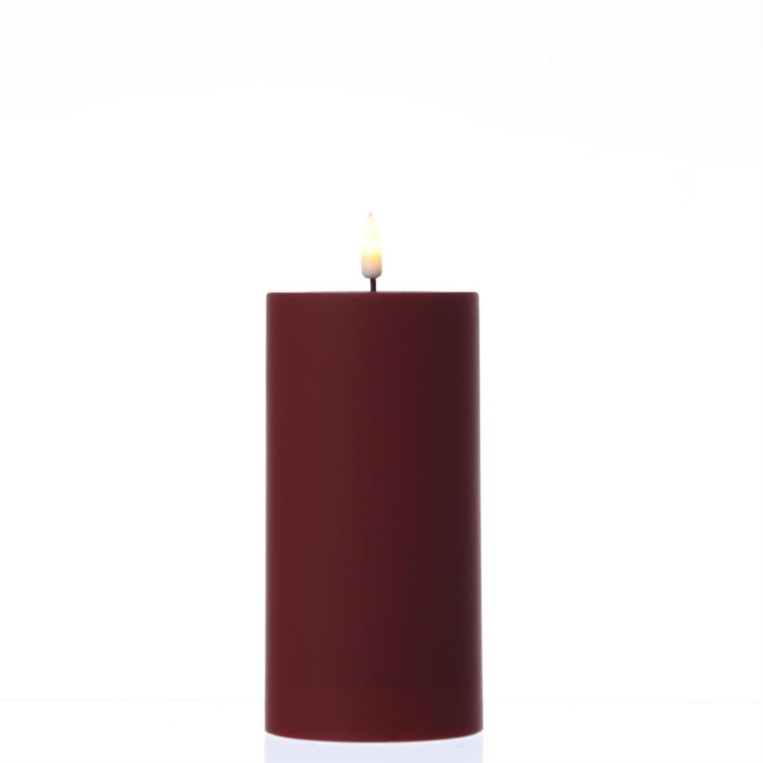 Deluxe Homeart LED-Kerze MIA für Deluxe für Außen flackernd H: 15cm D: 7,5cm dunkelrot outdoor, LED Classic, warmweiß (2100K bis 3000K)