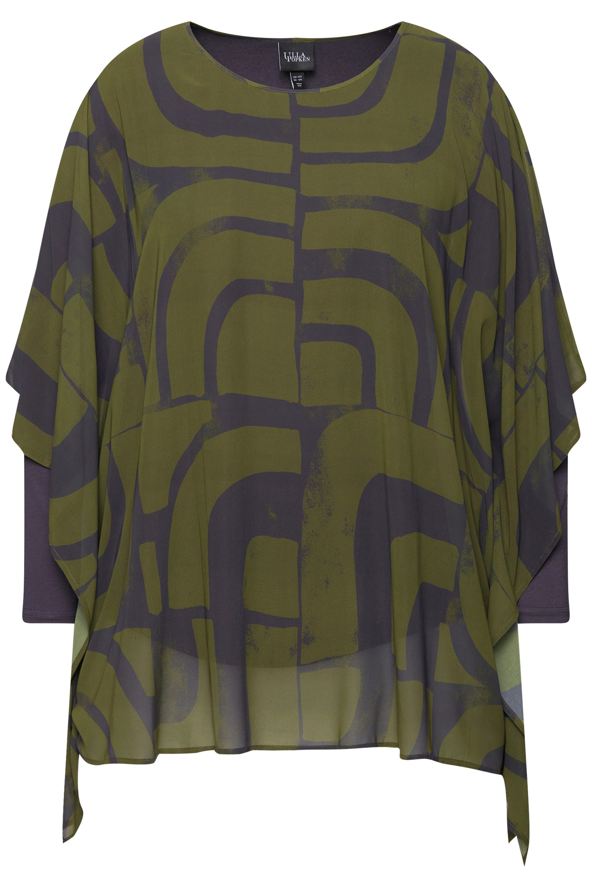 Ulla Popken Tunika Tunika doppellagig Oversized Rundhals Langarm günstig online kaufen