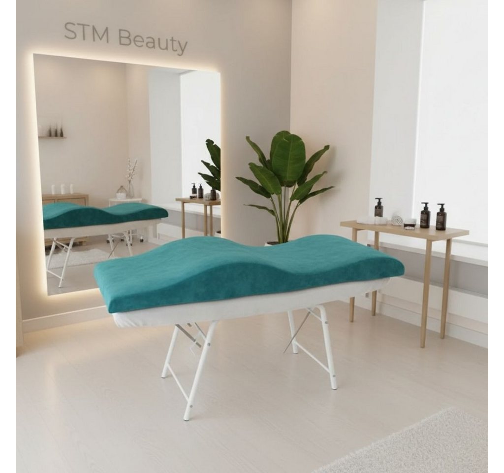 STM Company Massageliege Memory Foam Wellenmatratze für Kosmetikliege (180x60 cm / 190x70 cm, mit Veloursbezug), Anatomischer Lash Topper für Wimpern, PMU & Kosmetik