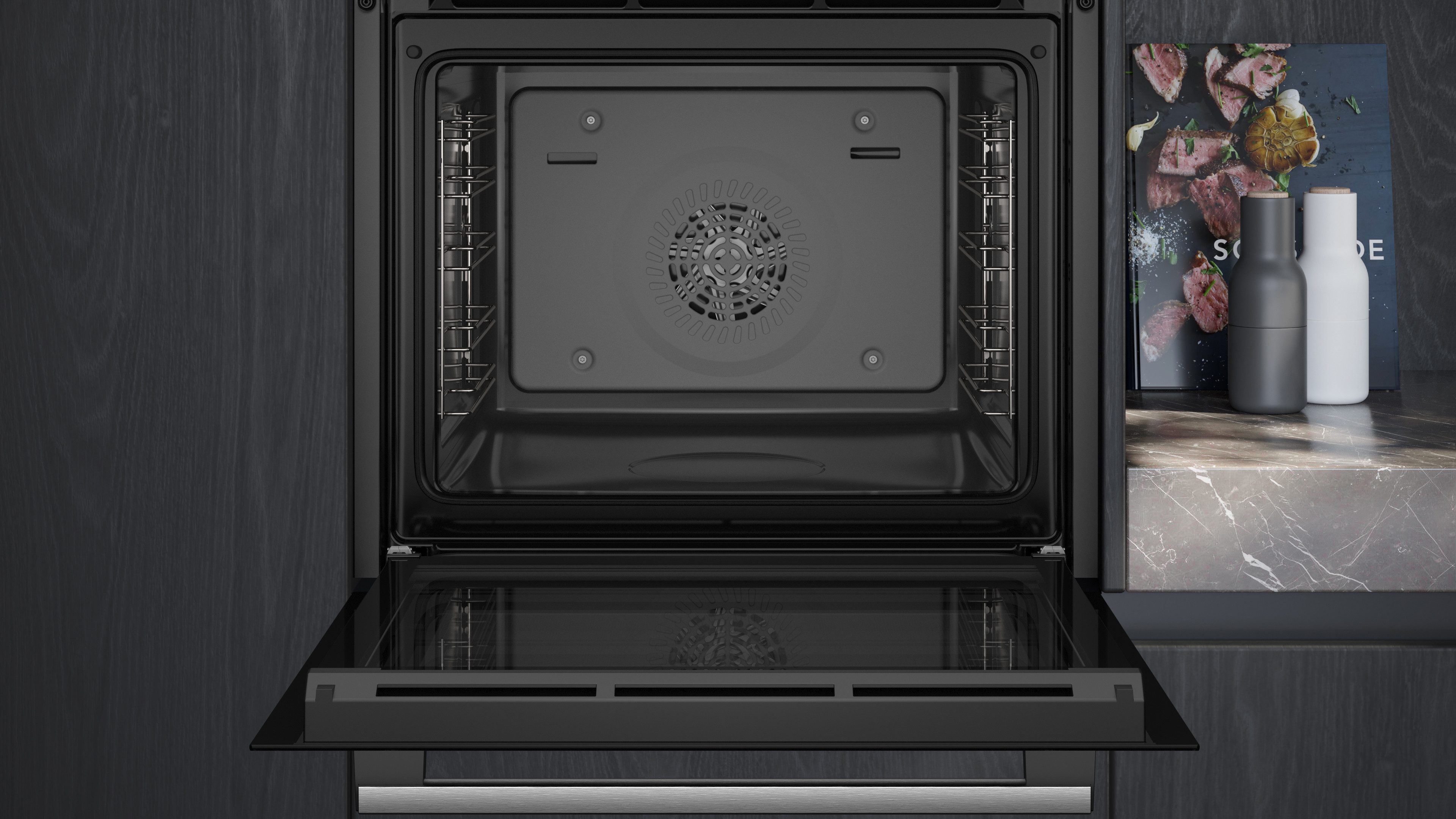SIEMENS Backofen iQ300 HR532GBS3, mit Teleskopauszug nachrüstbar, Gleichmäßige Heißluft auf 3 Ebenen & gesund snacken mit airFry