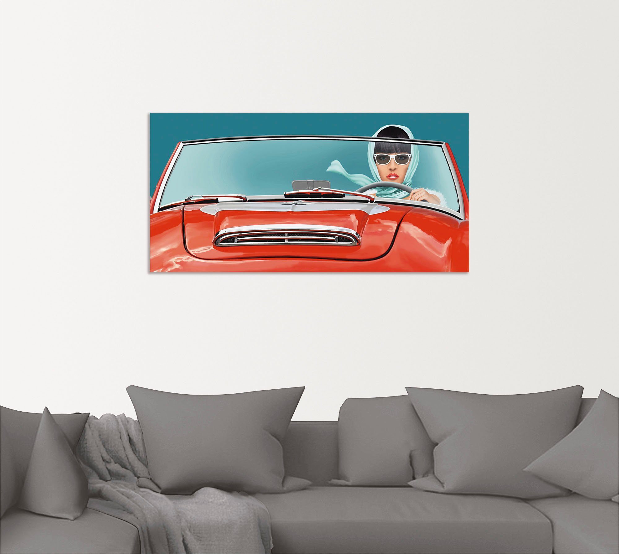 Artland Wandbild Auto Poster oder als Cabrio versch. Alubild, (1 Wandaufkleber Die Größen St), Fahrerin, Leinwandbild, in