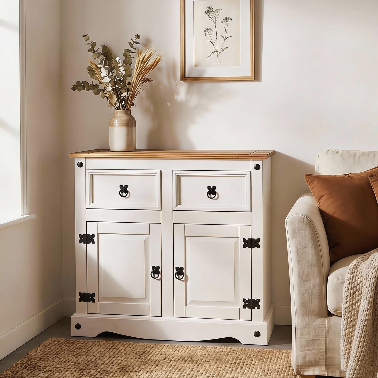 CARO-Möbel Sideboard CAMPO, Kommode Sideboard Schrank Kiefer massiv Buffetschrank Geschirrschrank