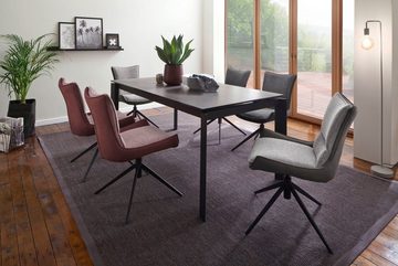 MCA furniture 4-Fußstuhl Kitami (Set, 2 St), Esszimmerstuhl drehbar 360° mit Nivellierung, Stoffbezug, bis 120 kg