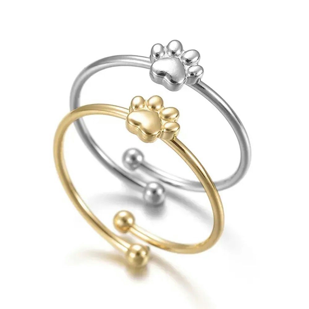 Eyecatcher Fingerring Offener süßer Pfotenabdruck Ring günstig online kaufen