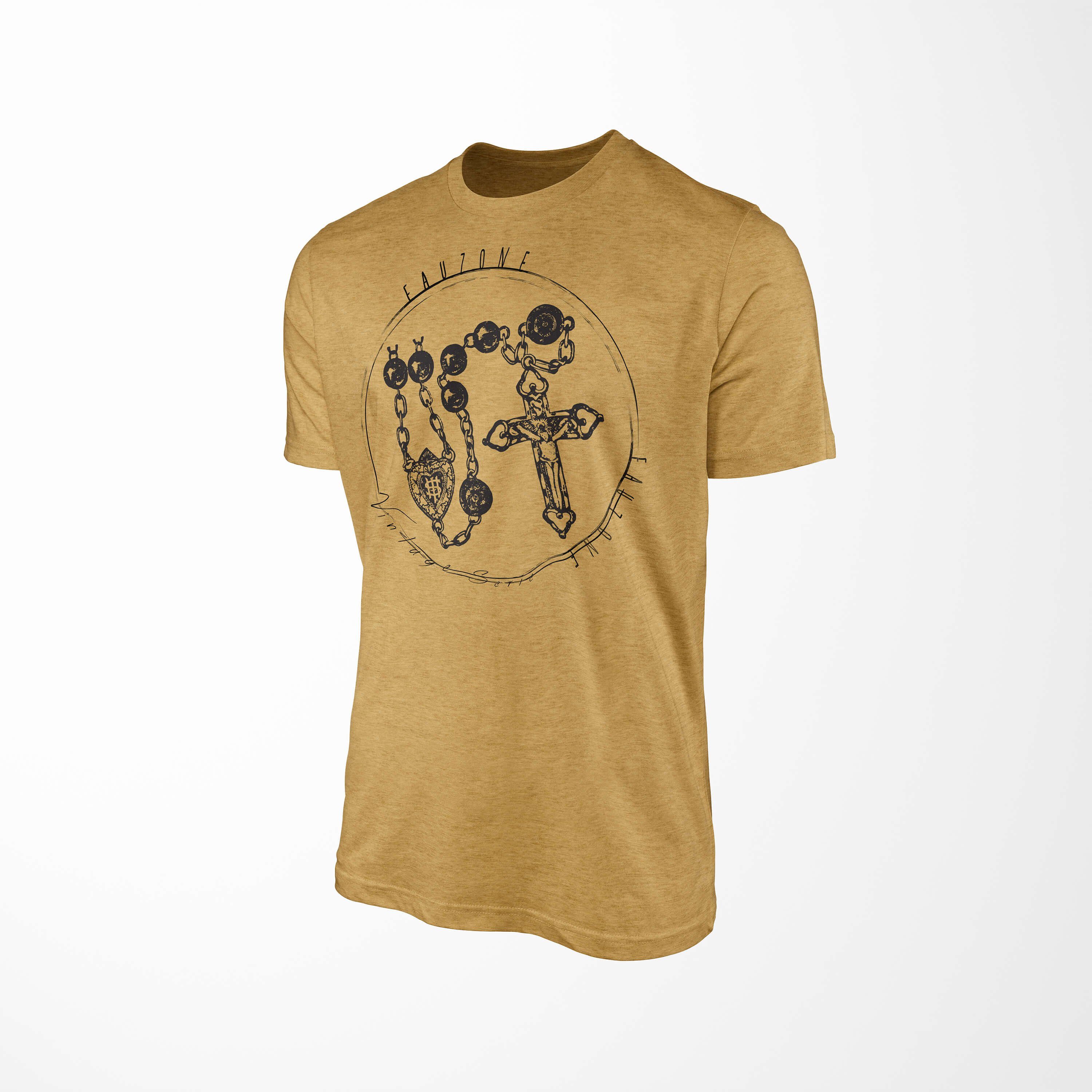 Sinus Herren Vintage T-Shirt Rosenkranz Antique Gold T-Shirt Art