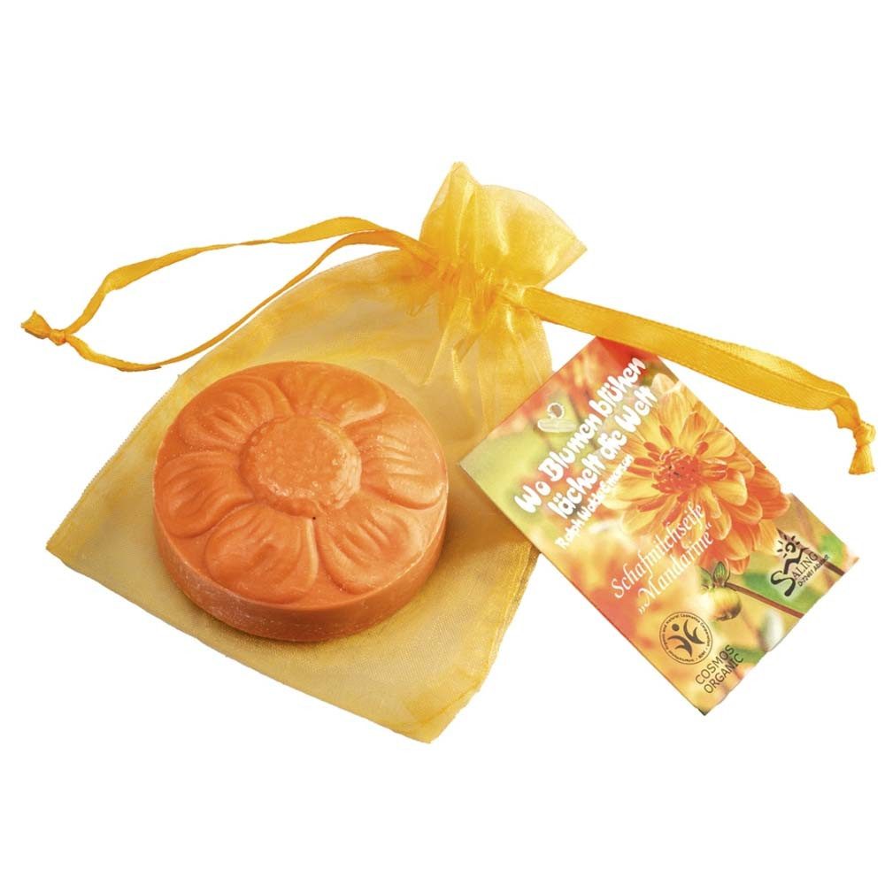 Saling Handseife Schafmilchseife - Blume Mandarine im Organza 75g