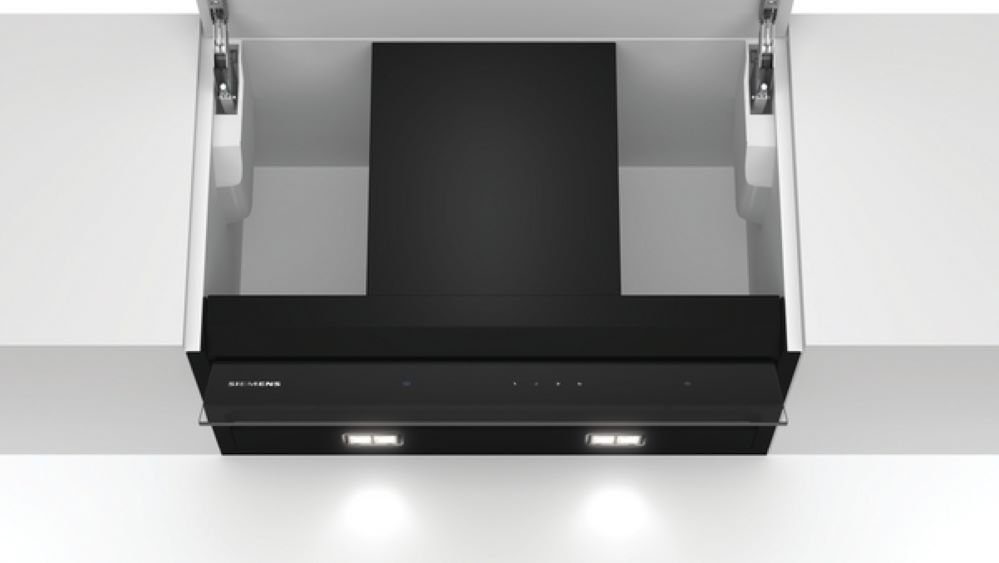 SIEMENS Lüfterbaustein Serie iQ500 LJ67BAM60 Integrierte Designhaube 60cm Klarglas schwarz, EEK: B, integrierte Designhaube