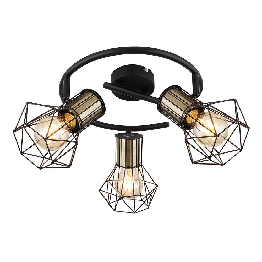 GLOBO LIGHTING Deckenleuchte, Leuchtmittel nicht inklusive, Deckenlampe Wohnzimmer Vintage Deckenstrahler 3 flammig