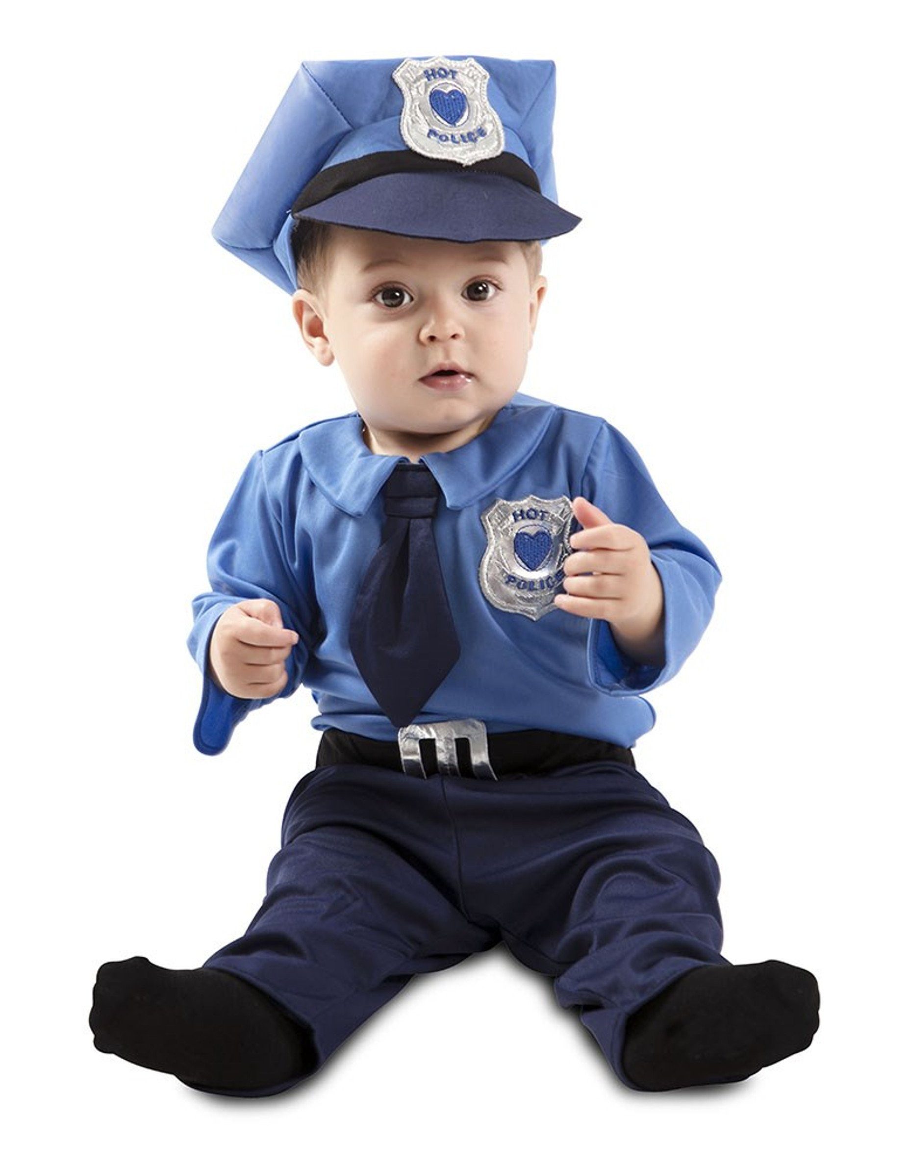 eurocarnevals Kostüm Mini-Polizeikostüm für Babys blau-silber