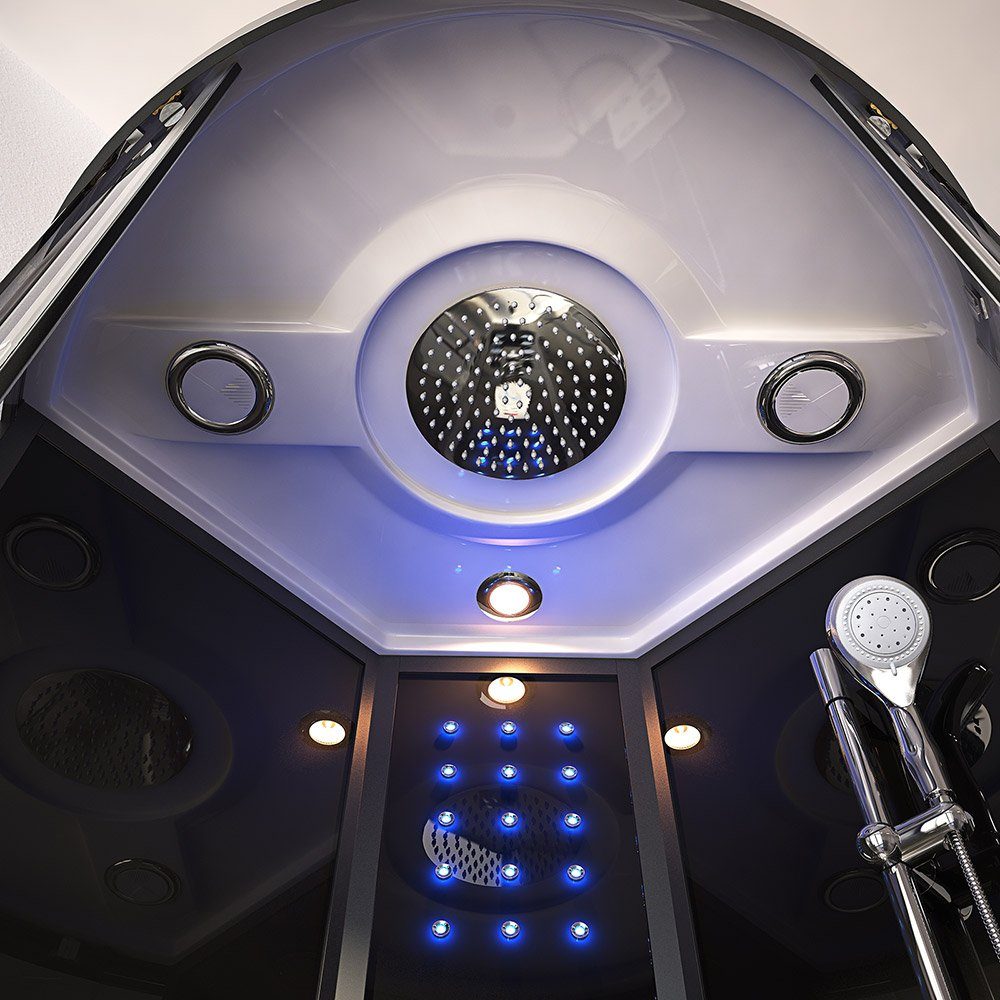 HOME DELUXE Eckdusche Dampfdusche BLACK PEARL - 100 x 100 cm, BxT: 100x100 cm, ESG-Vollverglasung