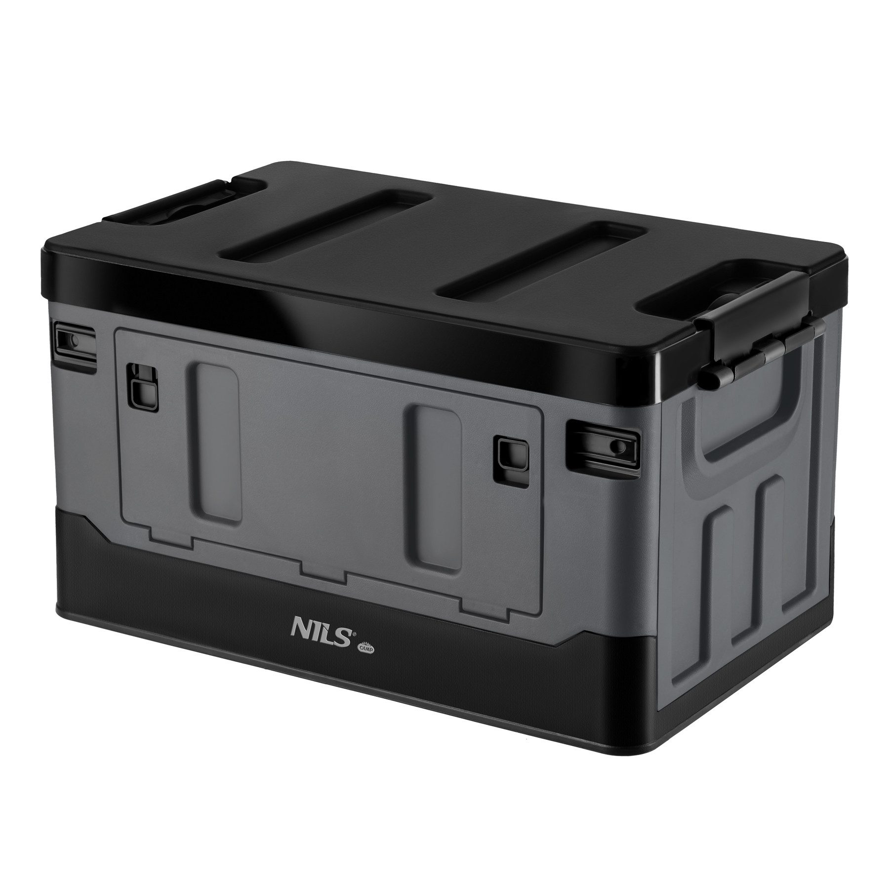 NILS CAMP Faltbox Aufbewahrungsbox Transportkiste Campingbox (Spar-Set, 1 St., 48 x 30 x 27 cm faltbar), faltbar, stapelbar, Frontklappe, 38 l, Tragegriffe