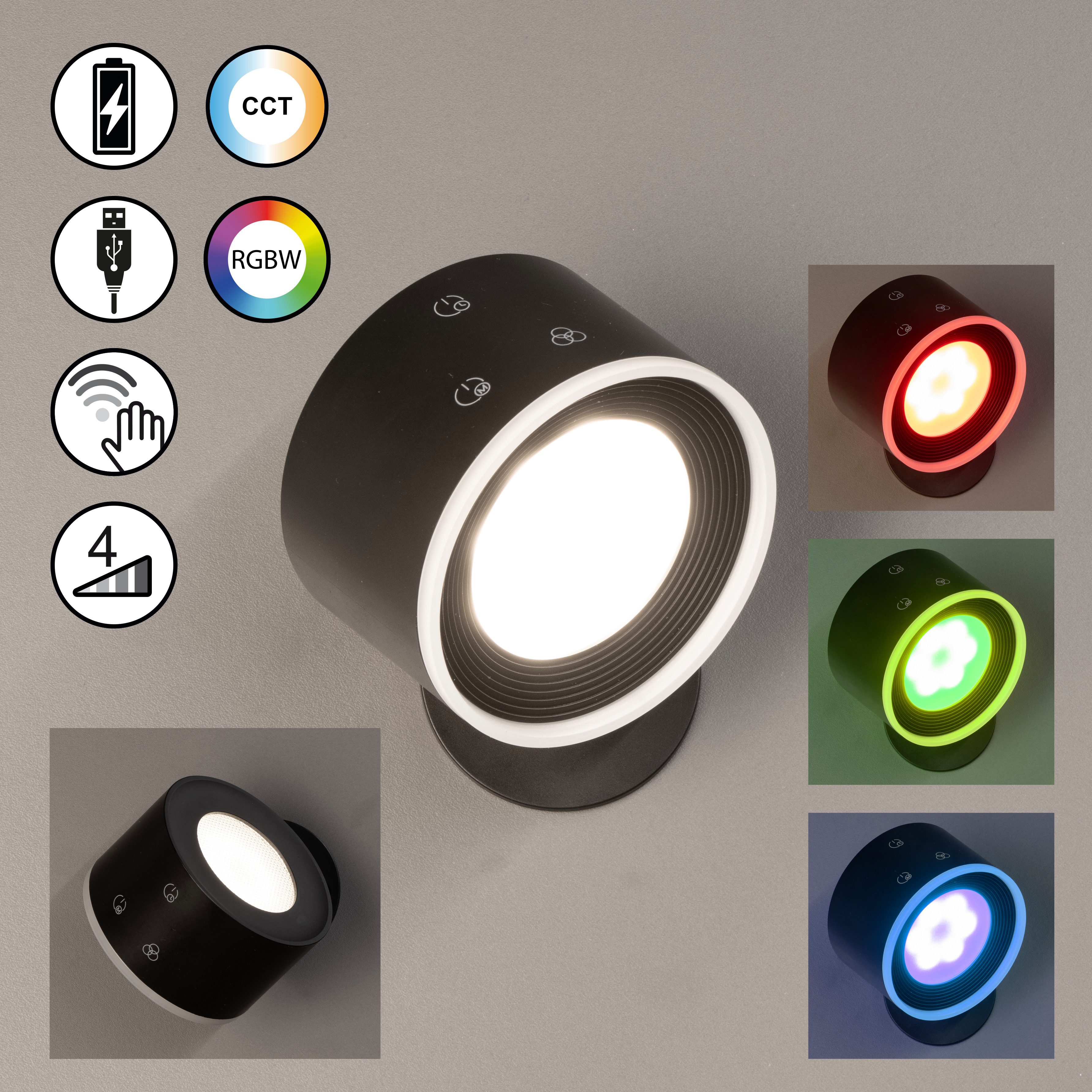 easy! BY FHL LED Wandleuchte Magnetic, Dimmfunktion, Farbsteuerung, Farbwechsel, USB-Ladefunktion, LED fest integriert, Tageslichtweiß, lange Leuchtdauer