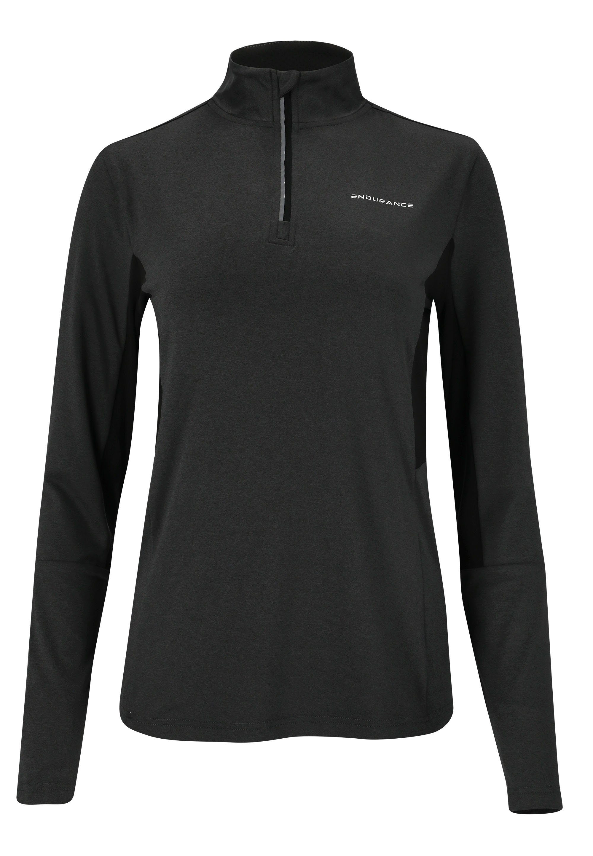 Langarmshirt schwarz W (1-tlg) Details mit reflektierenden JOCEE ENDURANCE Midlayer