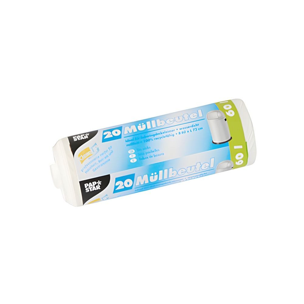PAPSTAR Müllbeutel Müllbeutel, LDPE 60 l 72 cm x 60 cm weiss 17 my 20 Stk