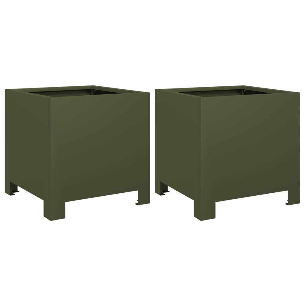 vidaXL Blumentopf Pflanzkübel 2 Stk. Olivgrün günstig online kaufen