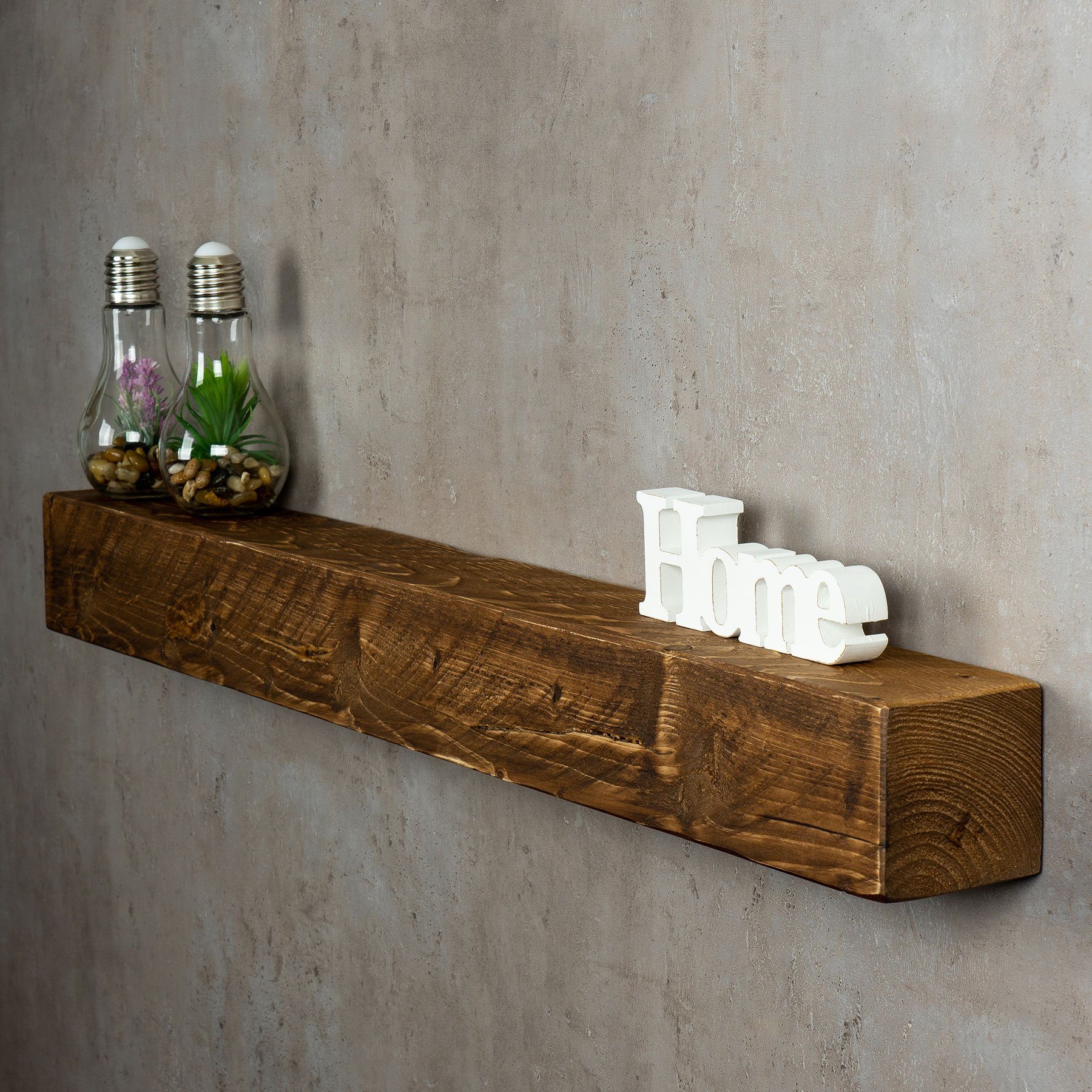 Levandeo® Wandregal, levandeo Wandregal Holz Massiv 100x10cm Nussbaum Farbi günstig online kaufen