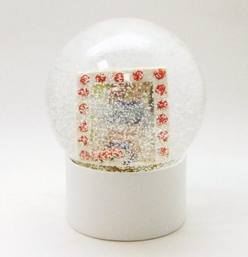 Snowglobe-for-you Schneekugel Foto-Schneekugel 100mm Glas gefüllt Sockel weiß rund Rosen Rahmen