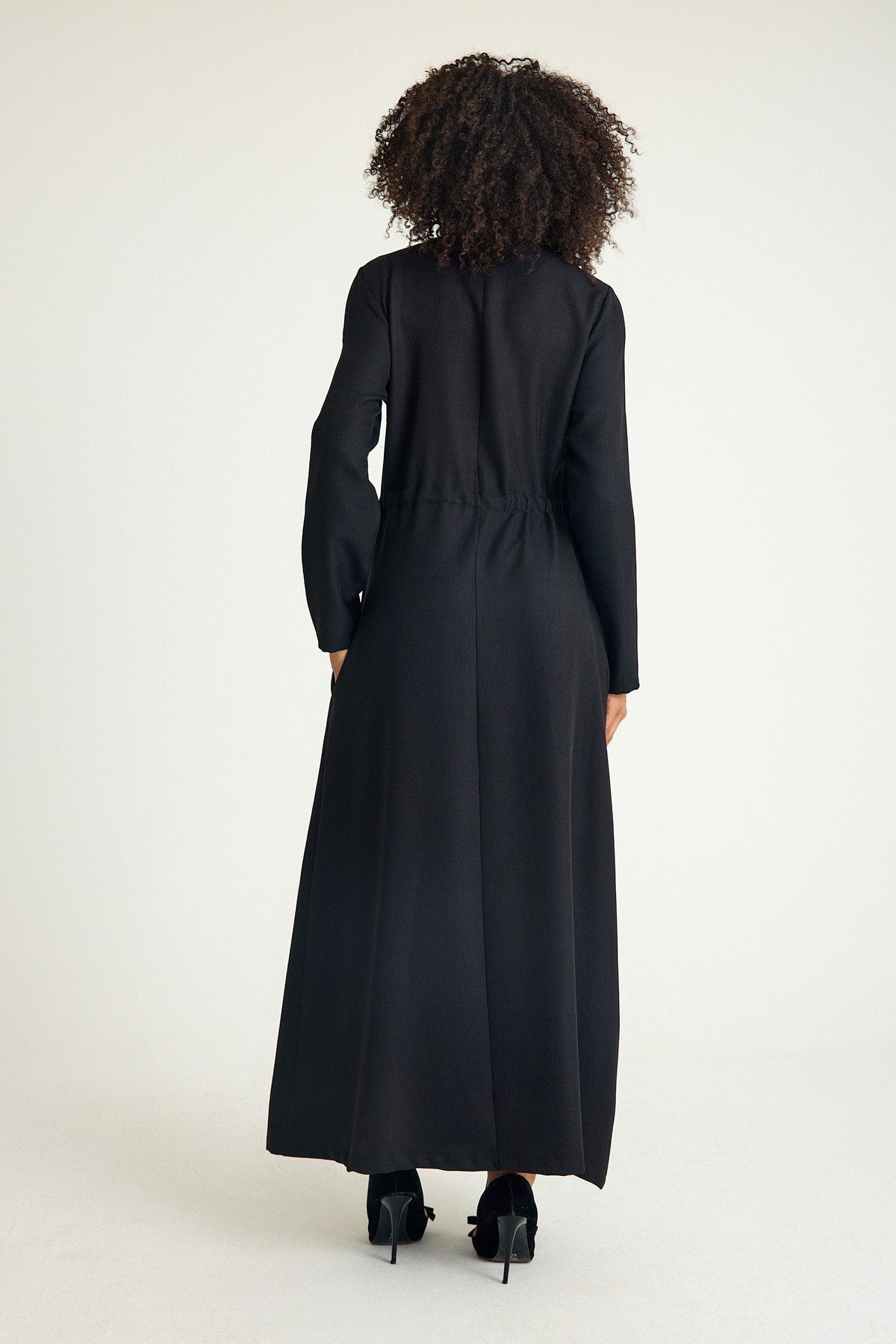 fashionshowcase Tunikakleid Damen Abaya Maxikleid 140cm mit Schmuckborte Modest elegant