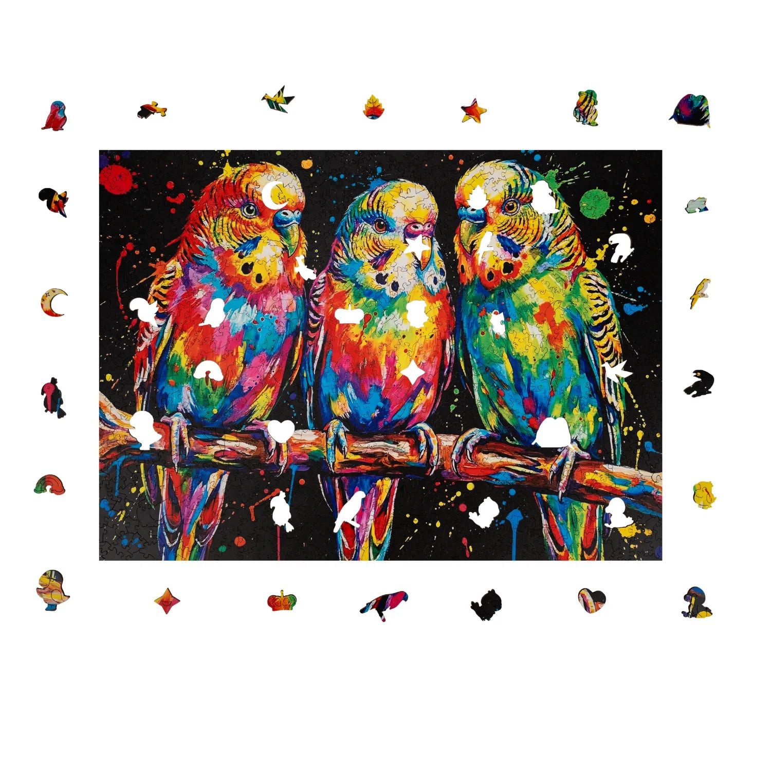 MagicHolz Puzzle Bunte Wellensittiche Holzpuzzle (2D), 1000 Puzzleteile