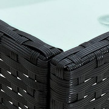 vidaXL Gartenlounge-Set 5-tlg. Garten-Lounge-Set mit Auflagen Poly Rattan Schwarz, (5-tlg)