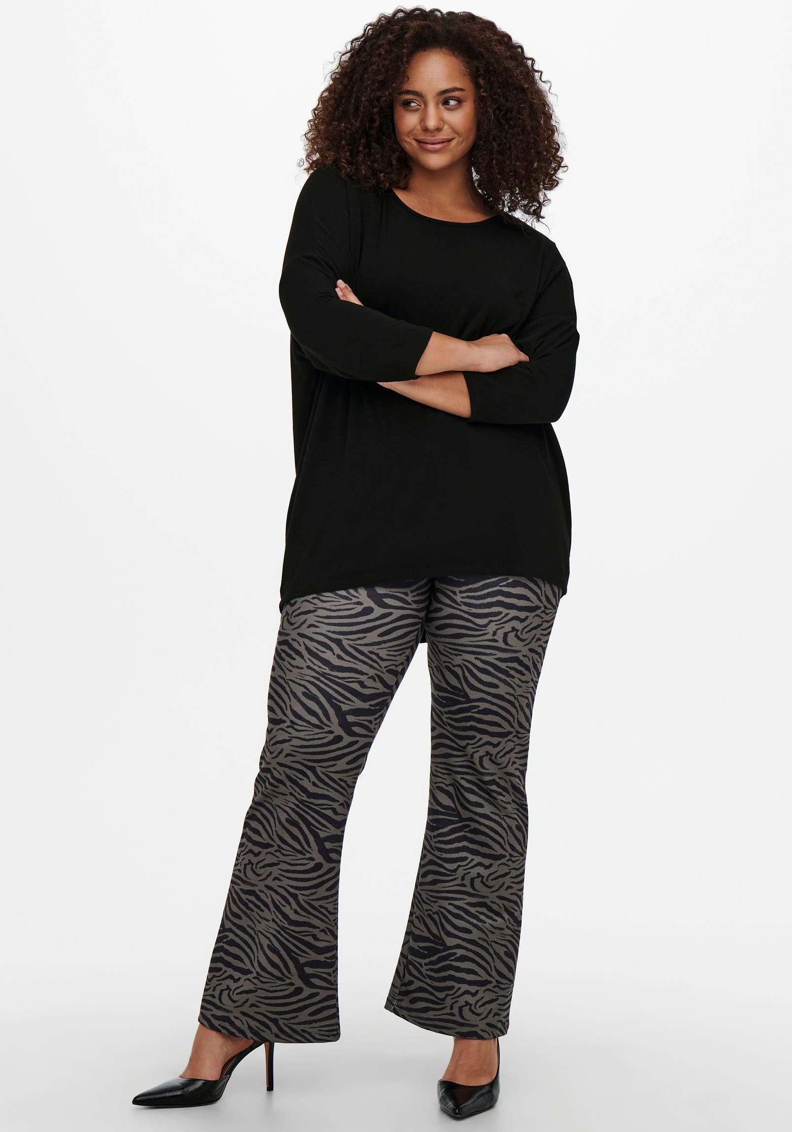 ONLY CARMAKOMA 3/4-Arm-Shirt CARLAMOUR aus weichem Materialmix