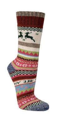 FussFreunde Norwegersocken 2 Paar bunte Hygge Norweger Socken mit Wolle mit Anti-Loch-Garantie