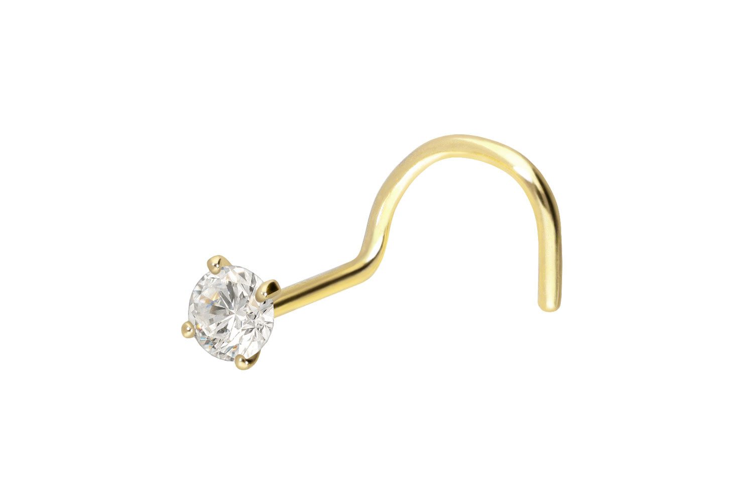 PIERCINGLINE Nasenpiercing 18 Karat Gold Nasenstecker Spirale EINGEFASSTER DIAMANT (Nasenstecker, 1-tlg)
