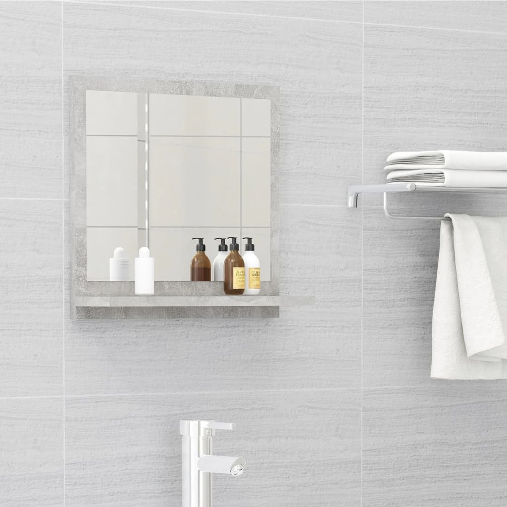furnicato Wandspiegel Moderner Badspiegel mit Regal 40 x 10,5 x 37 cm Betongrau (1-St), Wandspiegel aus Massivholz mit Ablage für Toilettenartikel im Bad