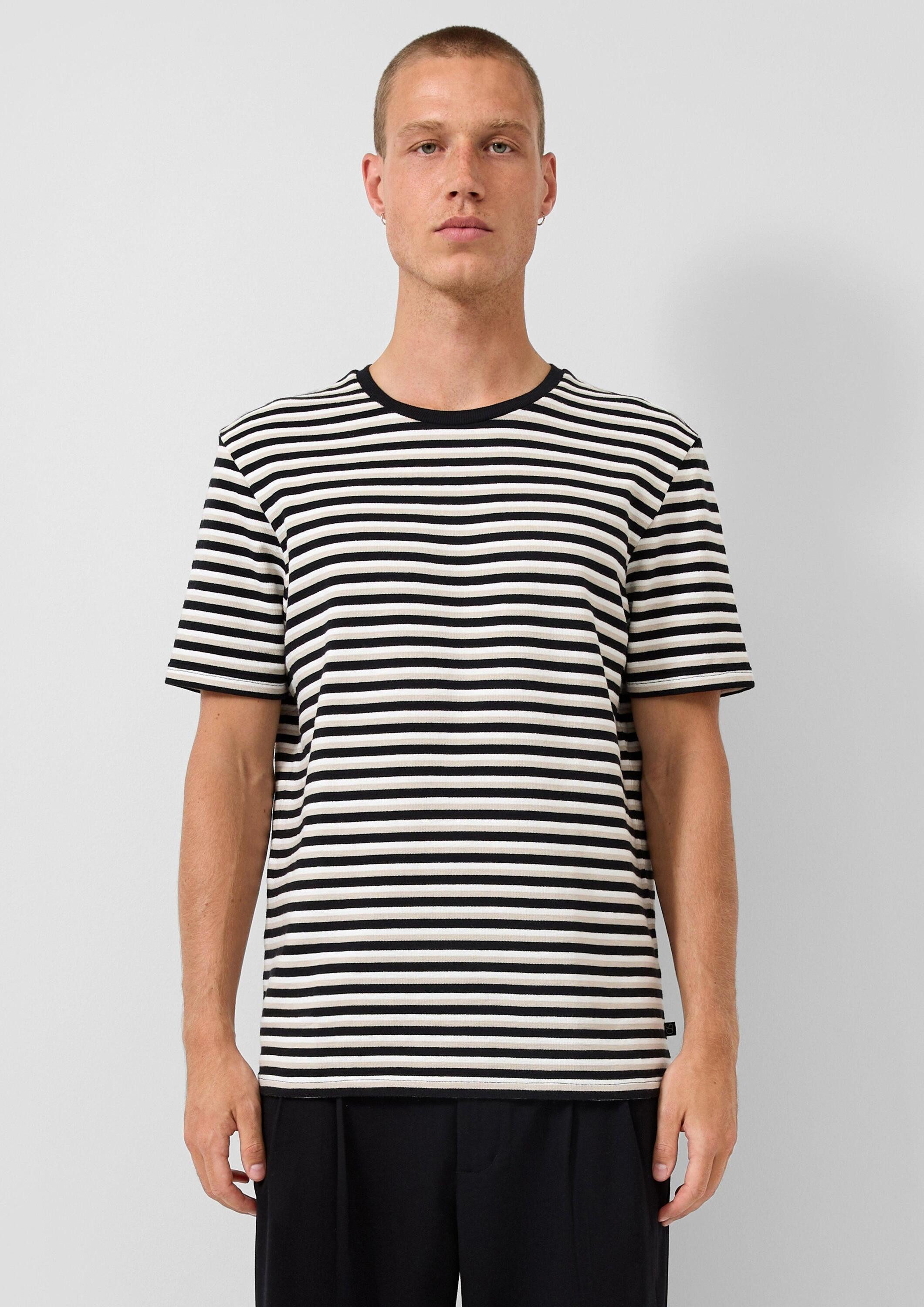 QS Kurzarmshirt T-Shirt Strukturiertes Streifenshirt