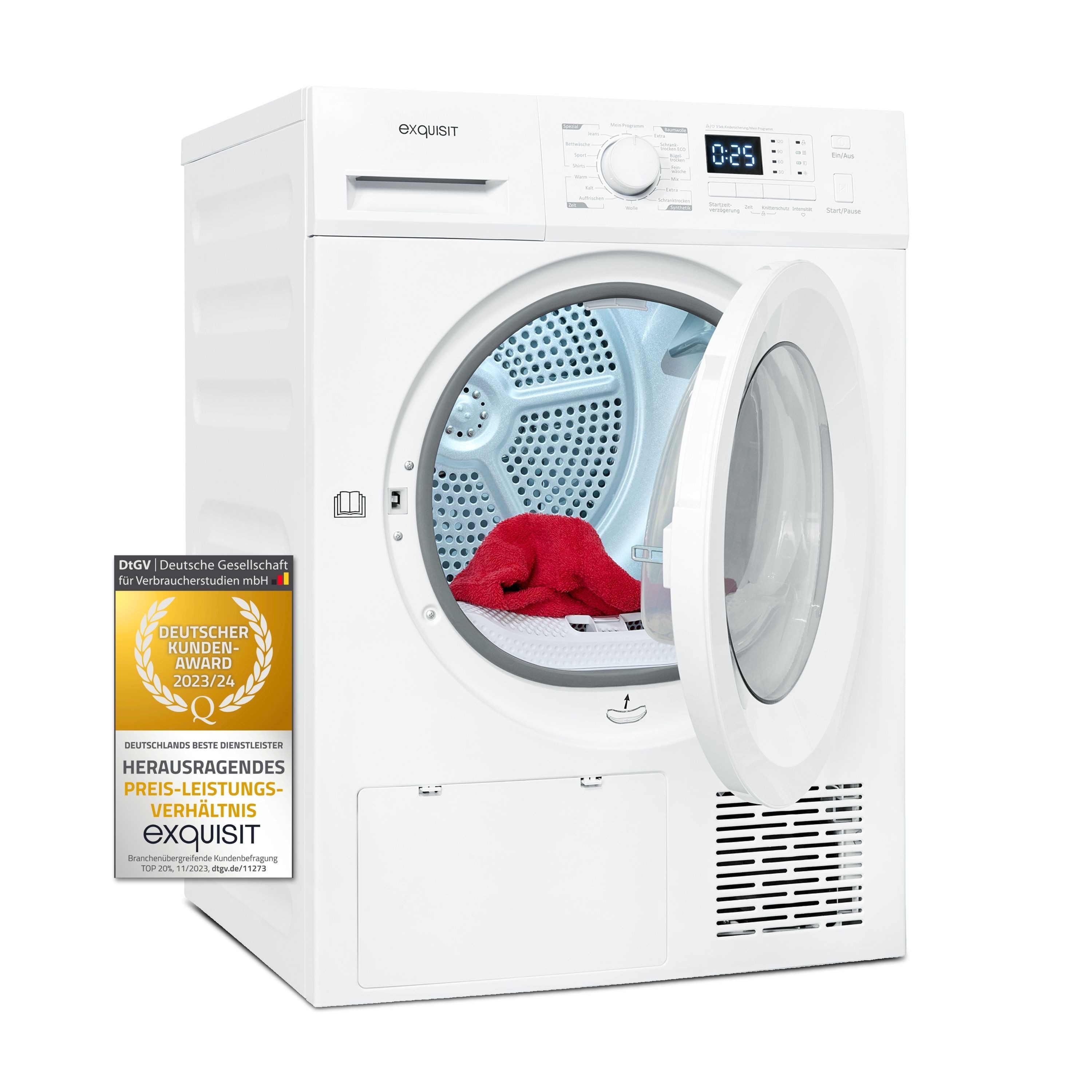 exquisit Wärmepumpentrockner TWP1001-030D weiss, für Haushalte mit großer Menge an Wäsche bis zu 10 kg