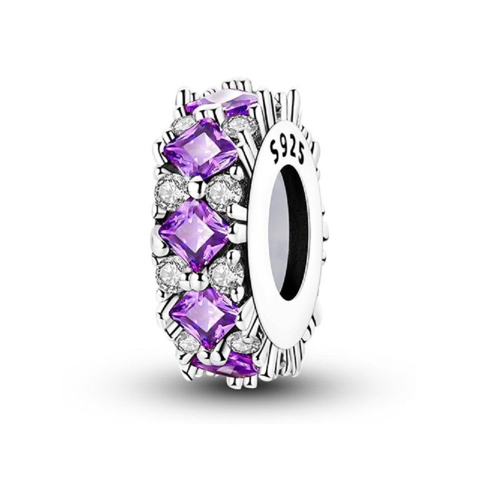 PANDACHARMS Bead Lila Steine Zwischenelement Stopper Charm, 925er Sterling Silber