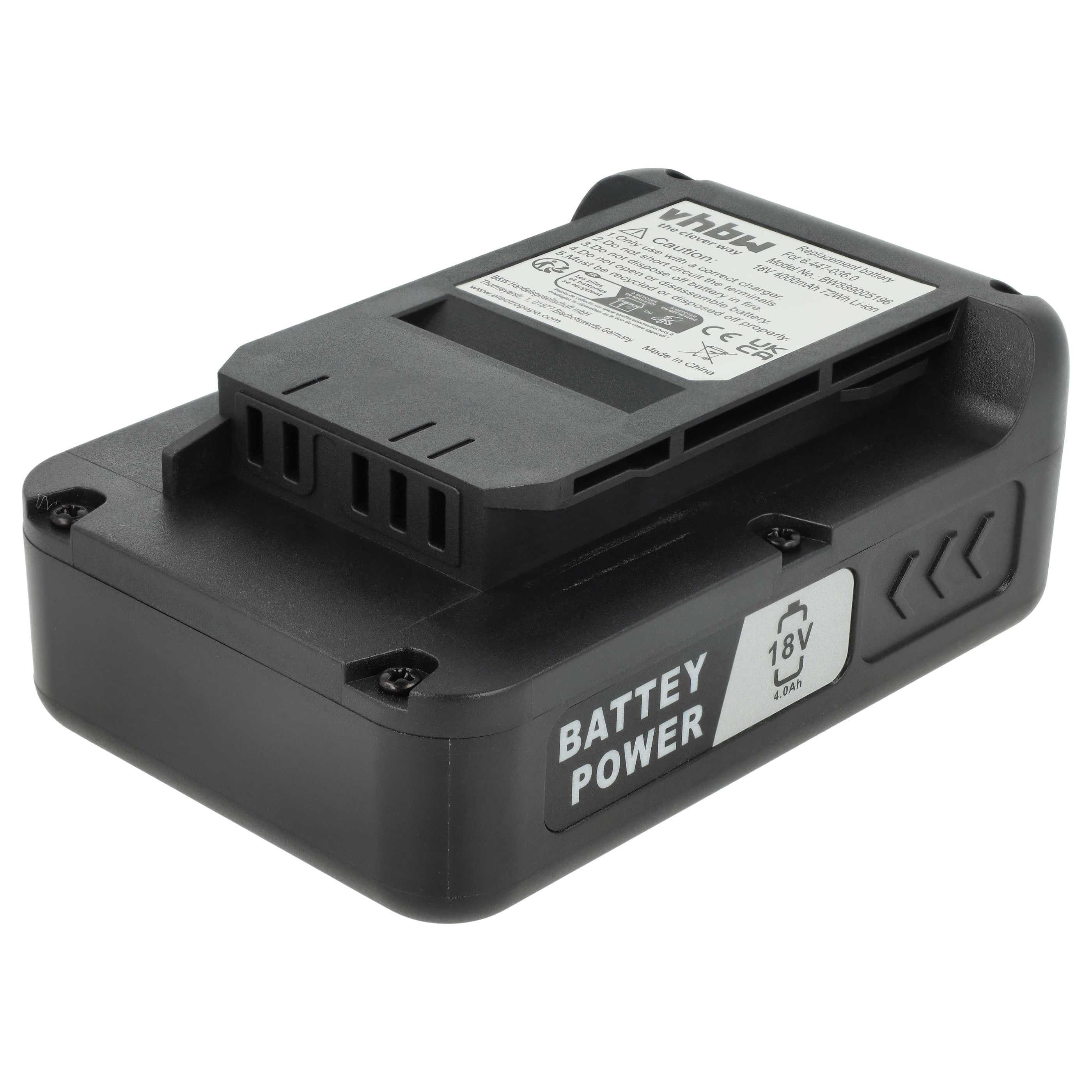 vhbw Akku passend für Kärcher LMO 5-18 Dual, LTR 18-25, LTR 18-30 Akku Akku Li-Ion 4000 mAh (18 V, 1 St), Leistungsfähiger Austausch-Akku für Werkzeug Powertools wie