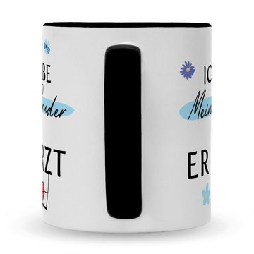 GRAVURZEILE Tasse mit Spruch - Ich liebe meinen Bruder obwohl er furzt, Keramik, Farbe: Schwarz & Weiß