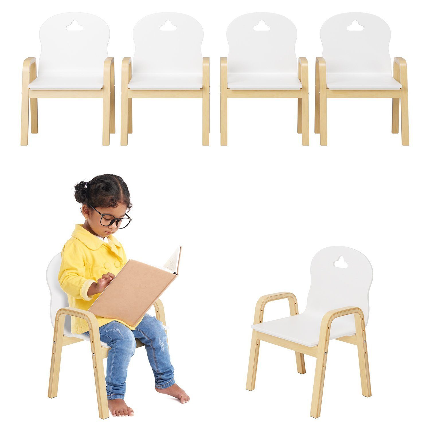 Stuhl, 4er Kinderstühle Homfa höhenverstellbar Set Stühle