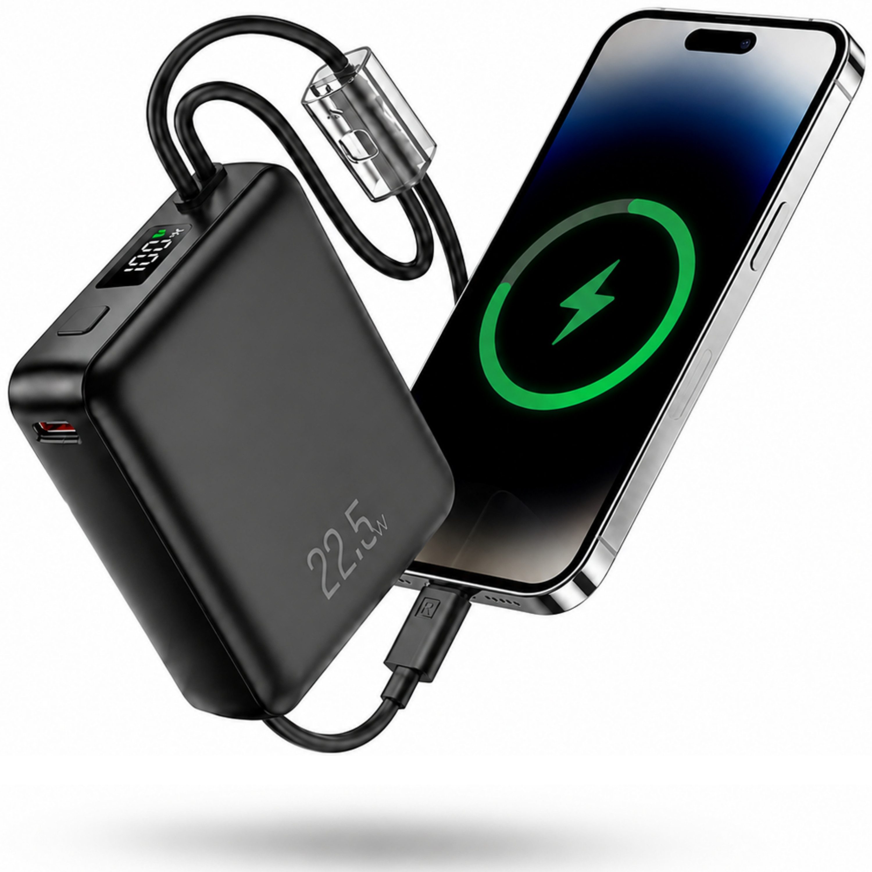 Powerbank mit Kabel Schnelles Aufladen Tragbares Ladegerät Powerbank