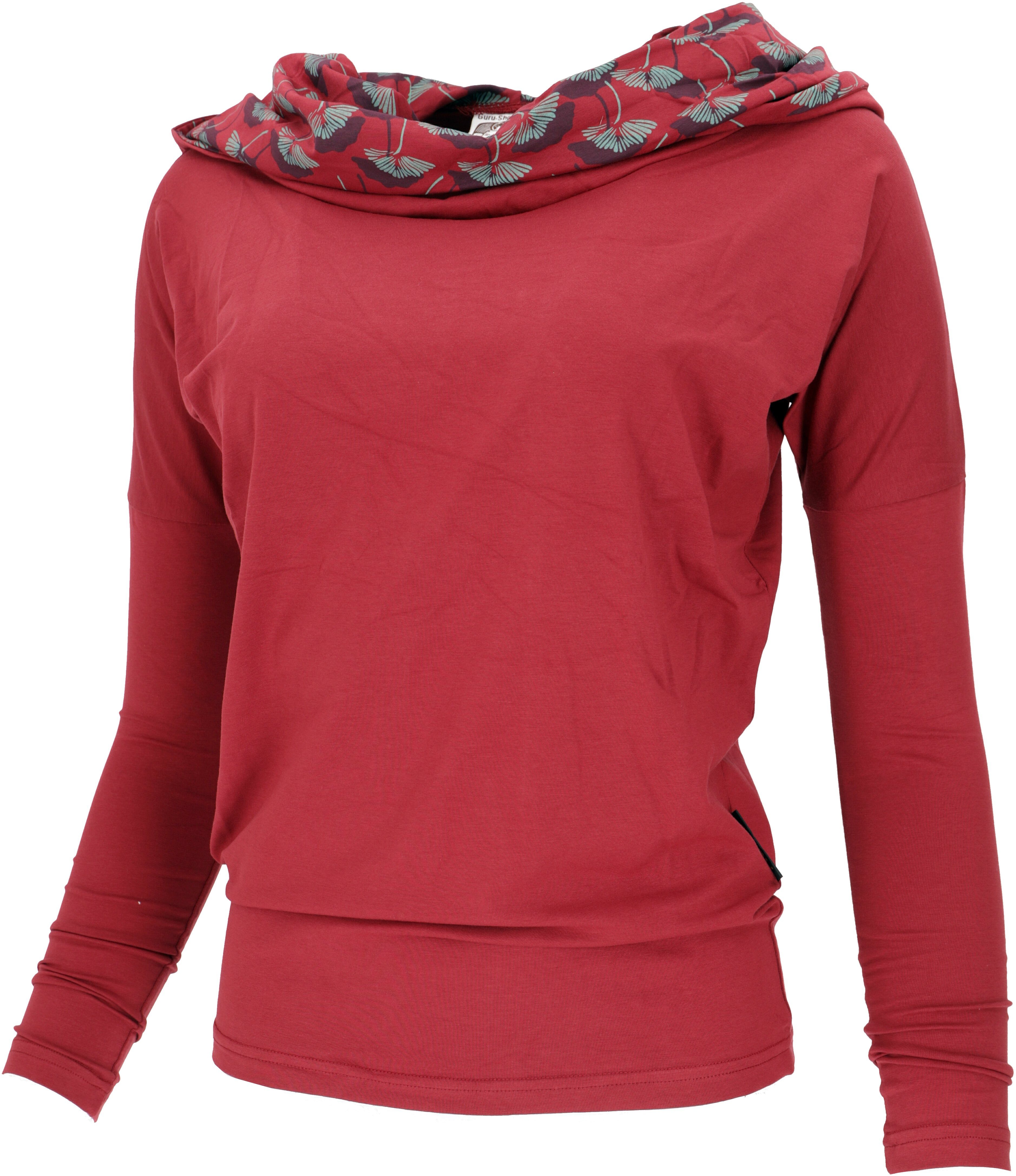 Guru-Shop Longsleeve Bekleidung aus Longshirt Bio-Baumwolle, rot alternative Lockeres Boho