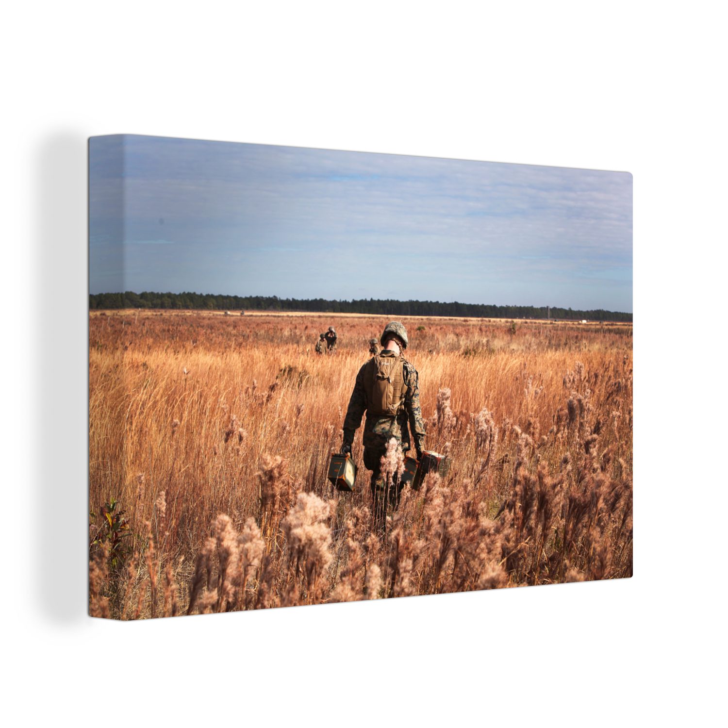 Soldat, St), - Gold Leinwandbild Armee Leinwandbilder, 30x20 Aufhängefertig, (1 Wandbild Wanddeko, - cm OneMillionCanvasses®
