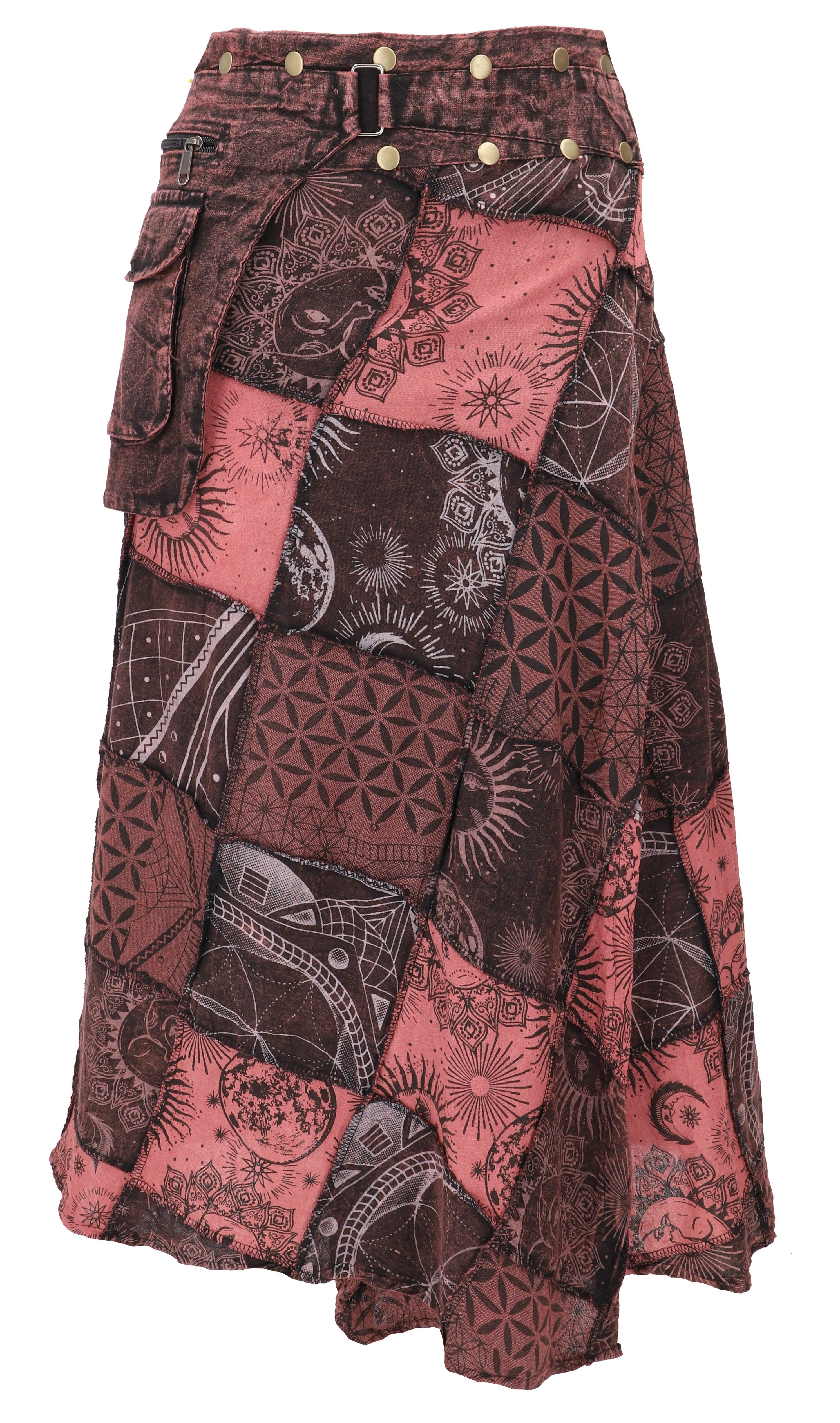 Guru-Shop Minirock Wickelrock, langer Rock mit Druckknöpfen, Boho.. alterna günstig online kaufen