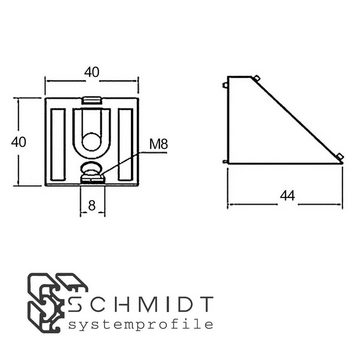 SCHMIDT systemprofile Profil 30x Winkelverbinder 45 Grad Nut 8 Aluminium Verbinder