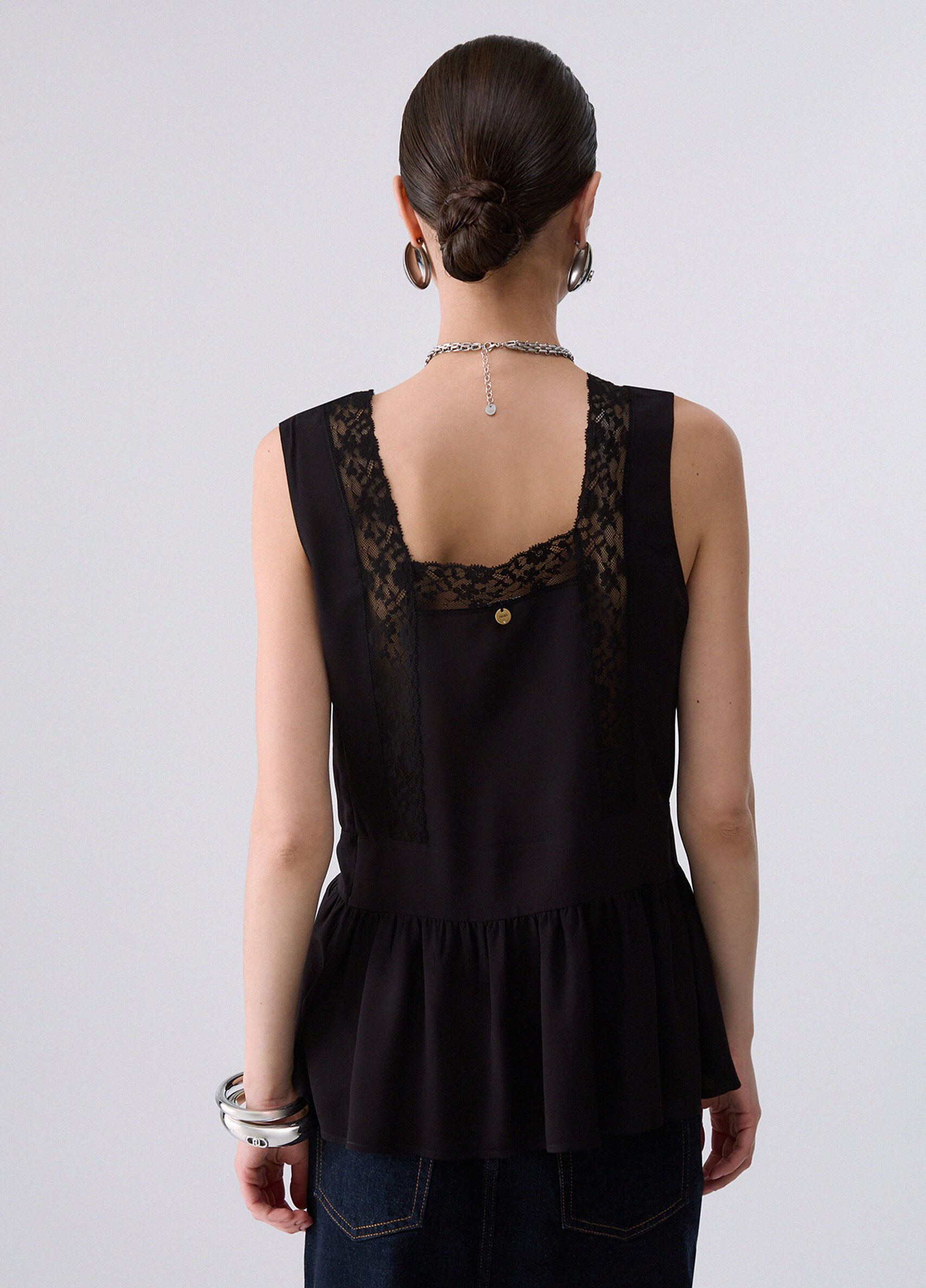Liu Jo Spitzentop TOP CON PIZZO - Top mit Spitze - Damen Top