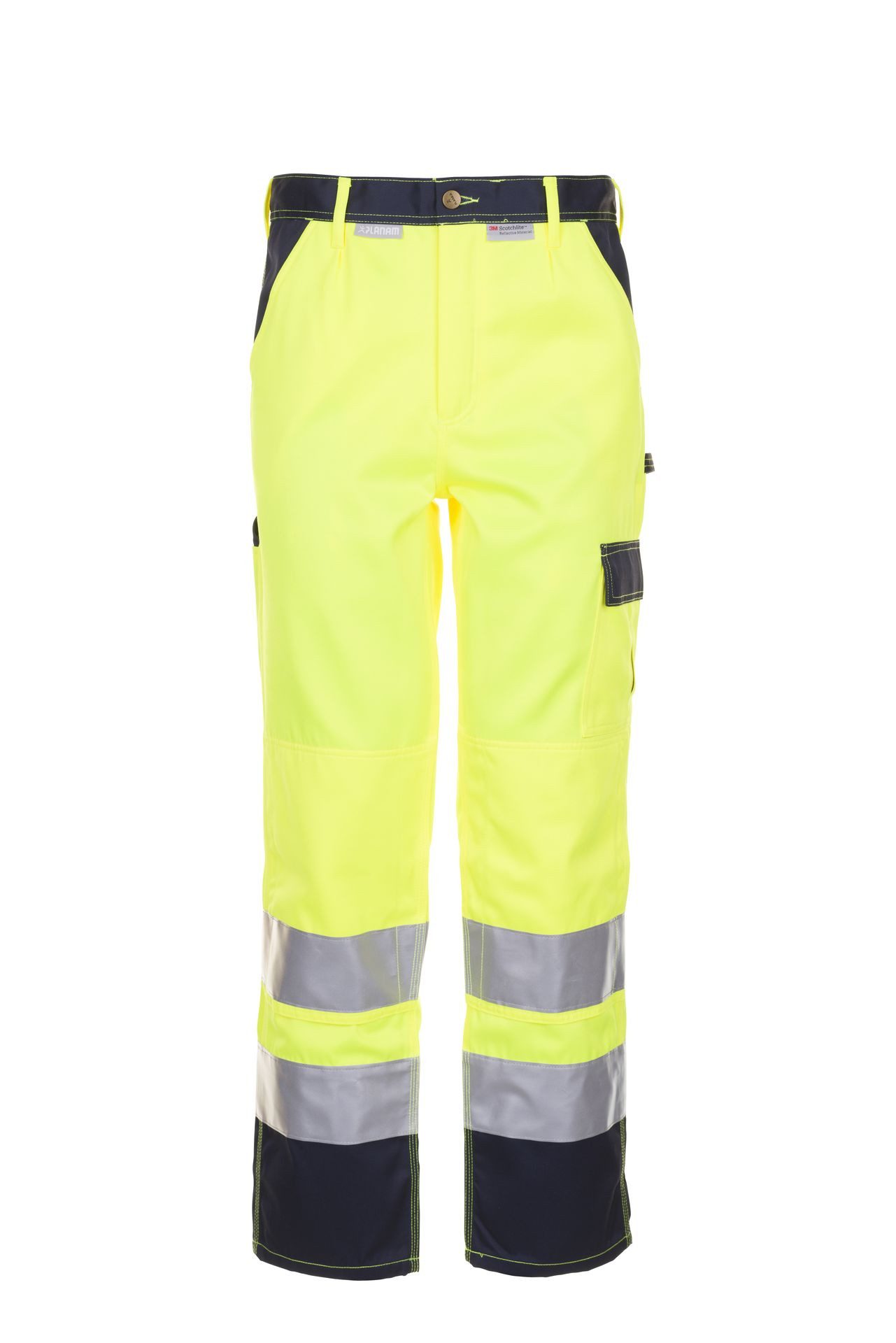 Planam Arbeitsbundhose PLANAM Herren Bundhose 2-farbig WARNSCHUTZ Reflex Gelb/Marine