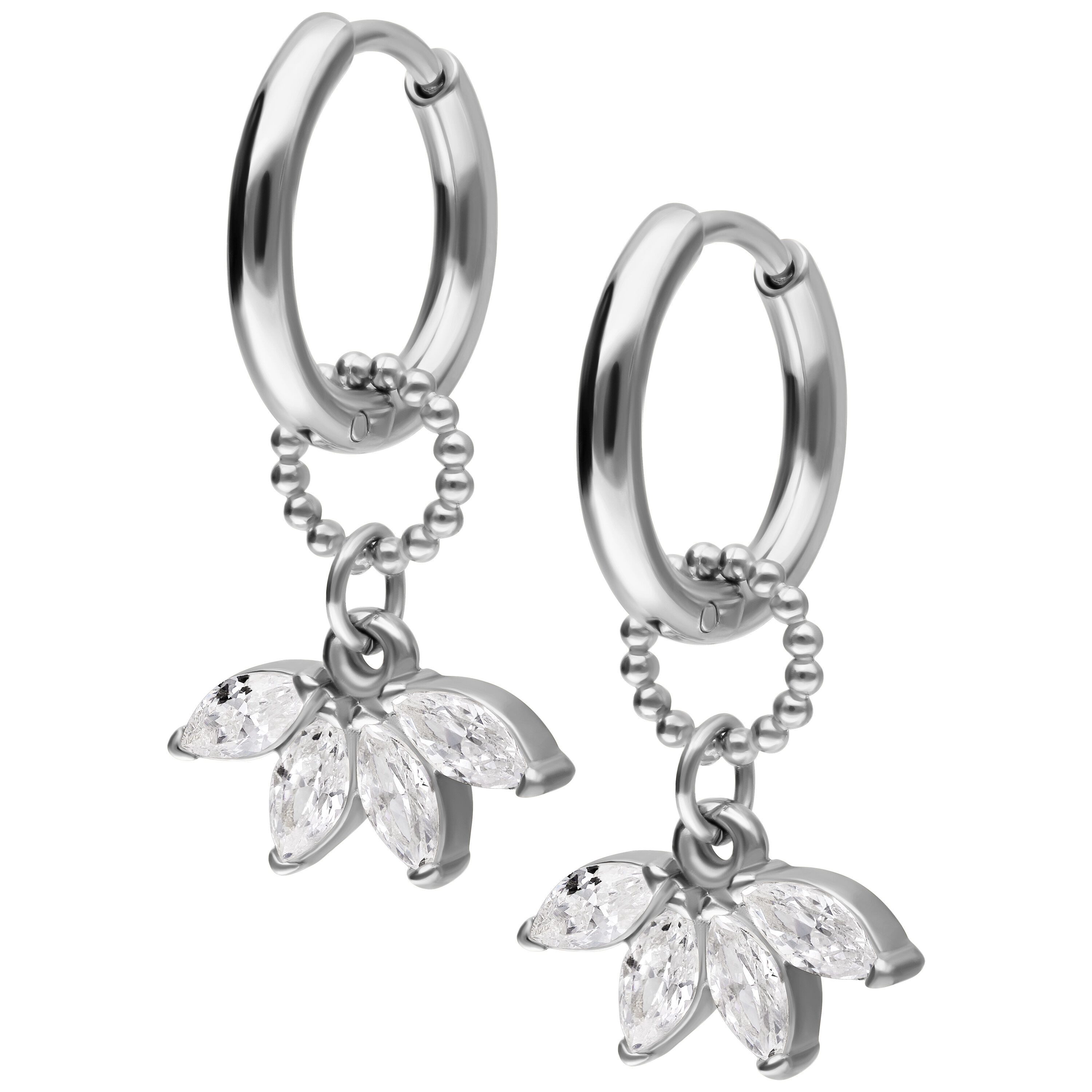 Wildcat Paar Ohrhänger Crystal Fan Hoops Pair - Silber, Bela, Chirurgenstahl 316L - wasserfest, langlebig, hautverträglich