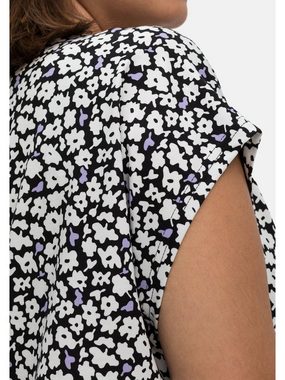 Sheego Rundhalsshirt Große Größen mit Blumendruck und dekorativen Falten