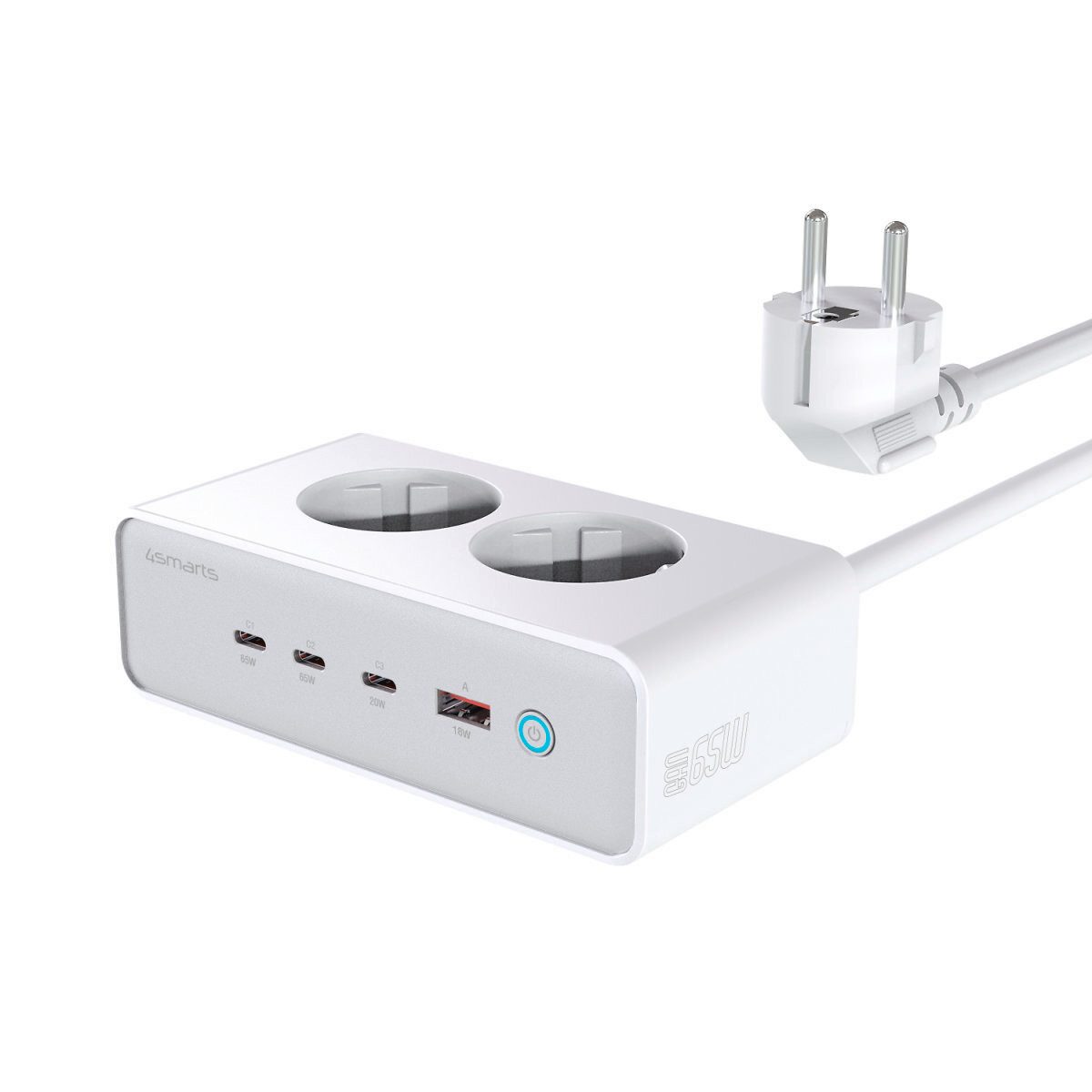 Desk Charger GaN 65W mit AC-Steckdosen USB-Ladegerät