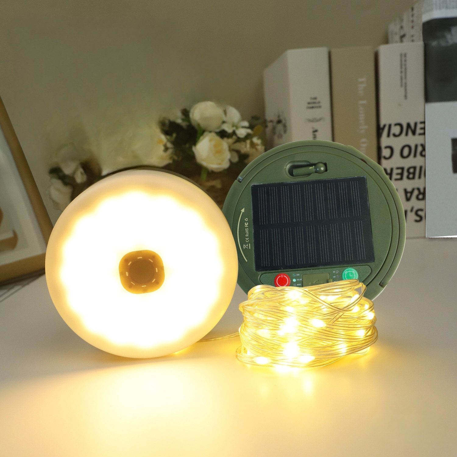 PRECORN LED Dekolicht LED Camping-Lichterkette 10m mit Powerbank, Solar/USB günstig online kaufen