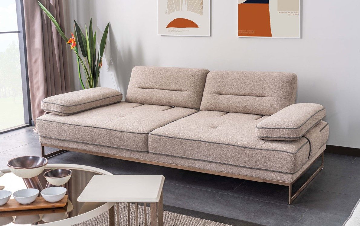 Xlmoebel Big-Sofa Beiges Dreisitzer-Sofa mit moderner Polsterung von XLMOEBEL, Sofa 1 Teile, Made in Europa