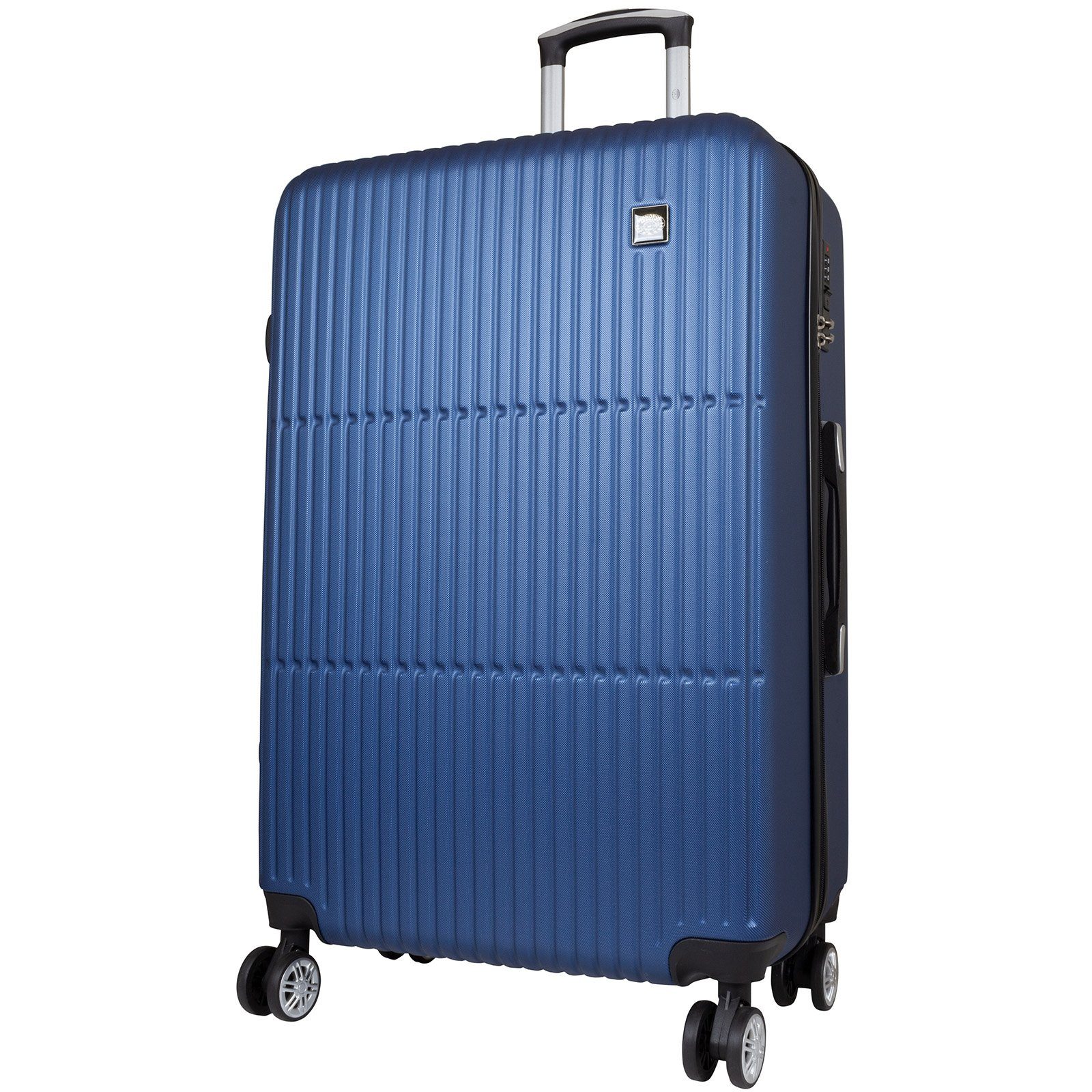 (Trolley Farben, Rollen, Hartschale), Doppelrollen Trendyshop365 robust blau Madrid, Reisekoffer, langlebig, 4 & mit Zahlenschloss & 3 Kofferset tlg., 4