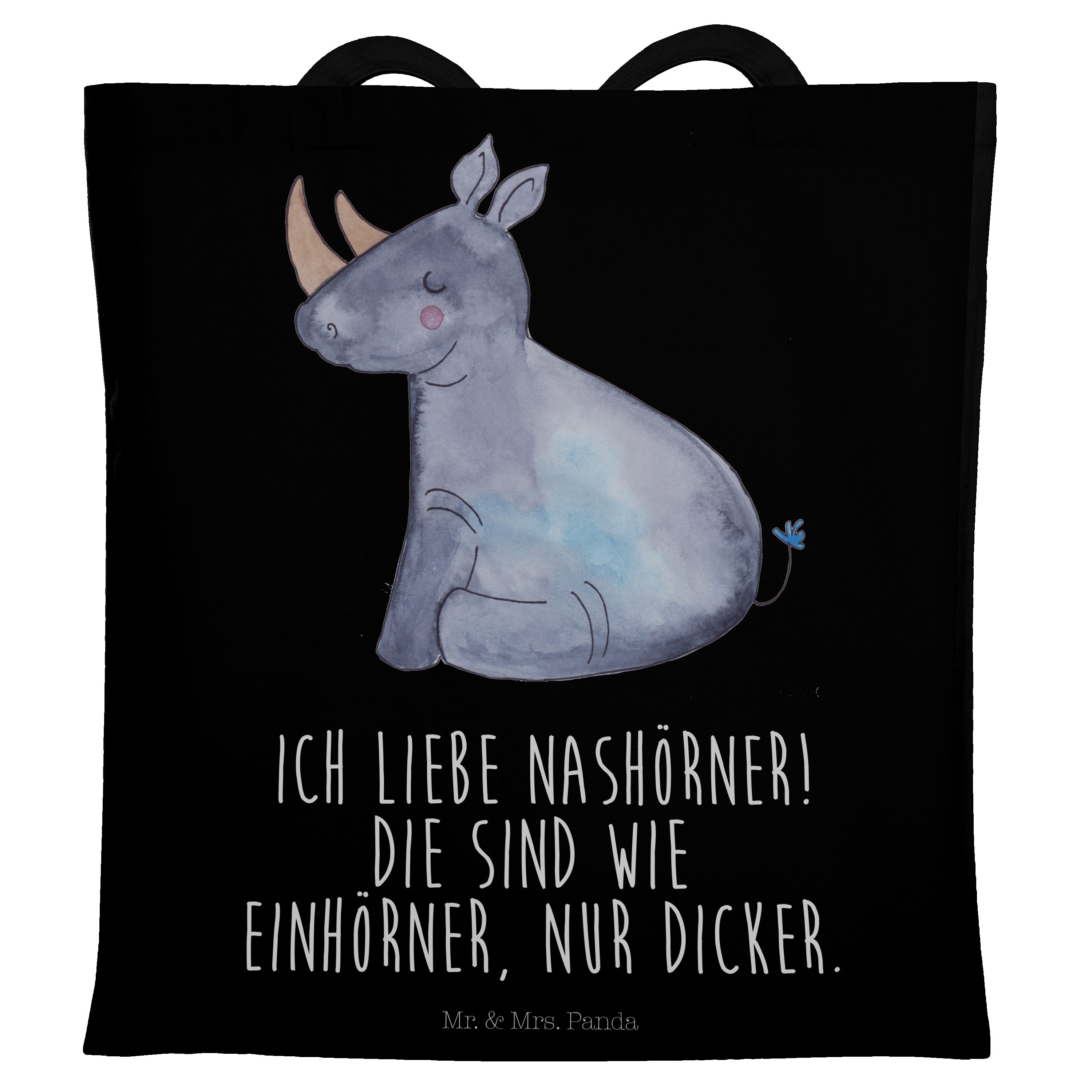 Mr. & Mrs. Panda Tragetasche »Einhorn Nashorn Schwarz Geschenk